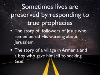 Judea was invaded and Jerusalem was surrounded
by a Roman army within 40 years (a generation)
after Jesus gave His warning.
There was a terrible time of suffering (tribulation).
Much of it was due to Jewish factions ﬁghting each
other. In the end, in C.E. 70, Jerusalem fell, the
Temple was utterly destroyed. Josephus estimates
1.1 million died.
In that time, there were people falsely claiming to
be “The Messiah”. And even 60 years later, Bar
Kochba led another rebellion, acclaimed by Rabbi
Akiva to possibly be the Messiah. It was also
crushed.
 