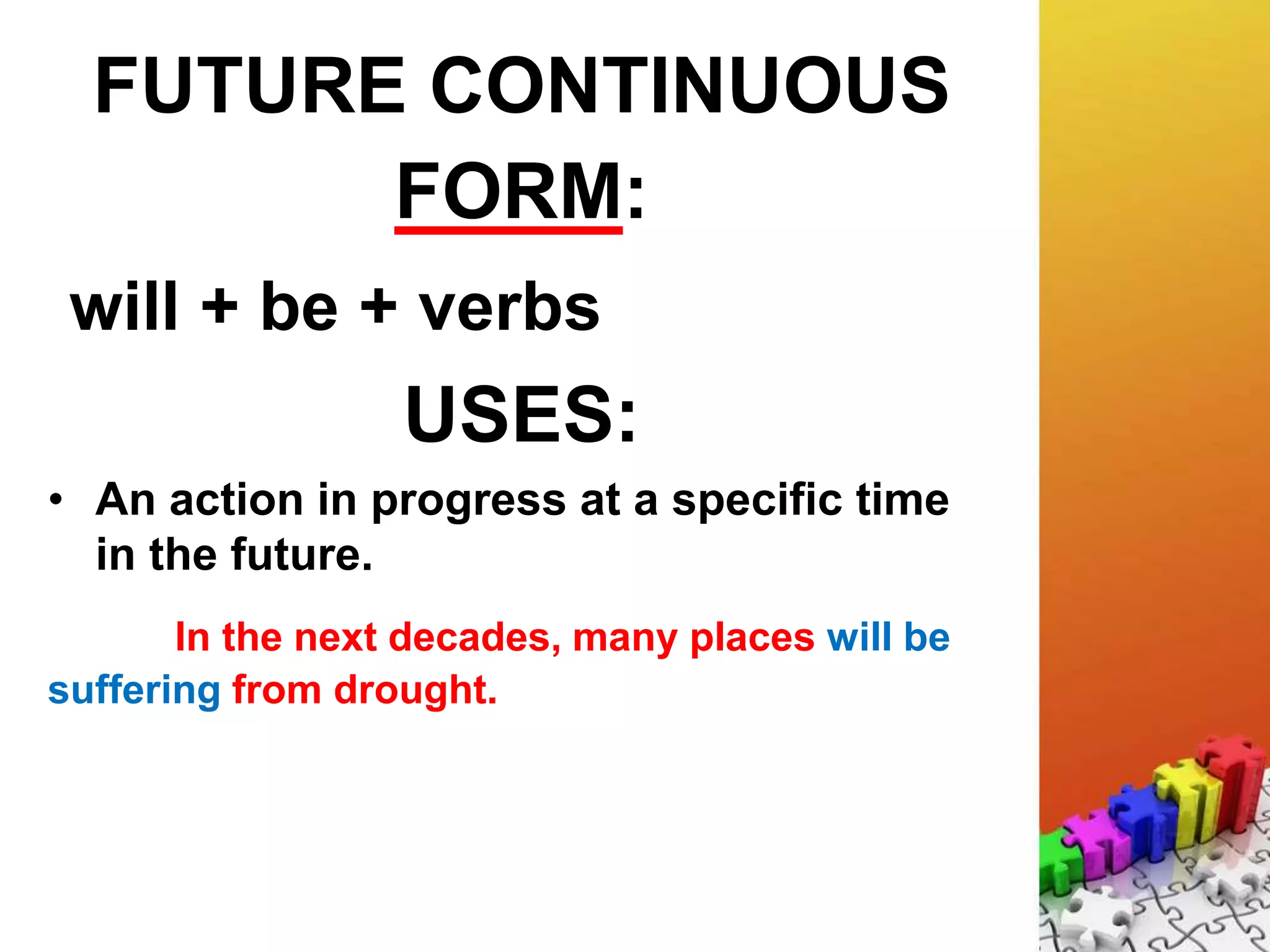 Future simple be going to - future continuous - future perfect simple ...