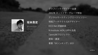 坂本貴史
グラフィックデザイナー出身
2002年 ネットイヤーグループ参加
デジタルマーケティングエージェンシー
情報アーキテクト/UXデザイナー
HCD-Net 評議委員
IA Institute, IxDA, UXPA 会員
OpenUMプ...