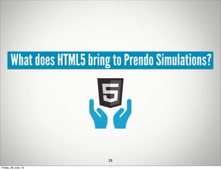 What does HTML5 bring to Prendo Simulations?
29
Friday, 28 June, 13
 