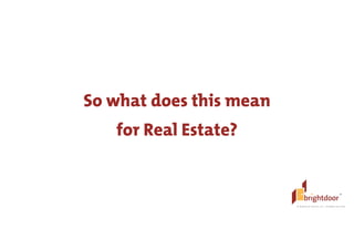 ©	
  BrightDoor	
  Systems,	
  Inc.	
  |	
  All	
  Rights	
  Reserved
So what does this mean
for Real Estate?
 