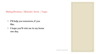 Making Promises / Refusals/ Invite / hope:
• I'll help you tomorrow, if you
like.
• I hope you'll visit me in my home
one day.
Future Tense/Leang Channy 6
 