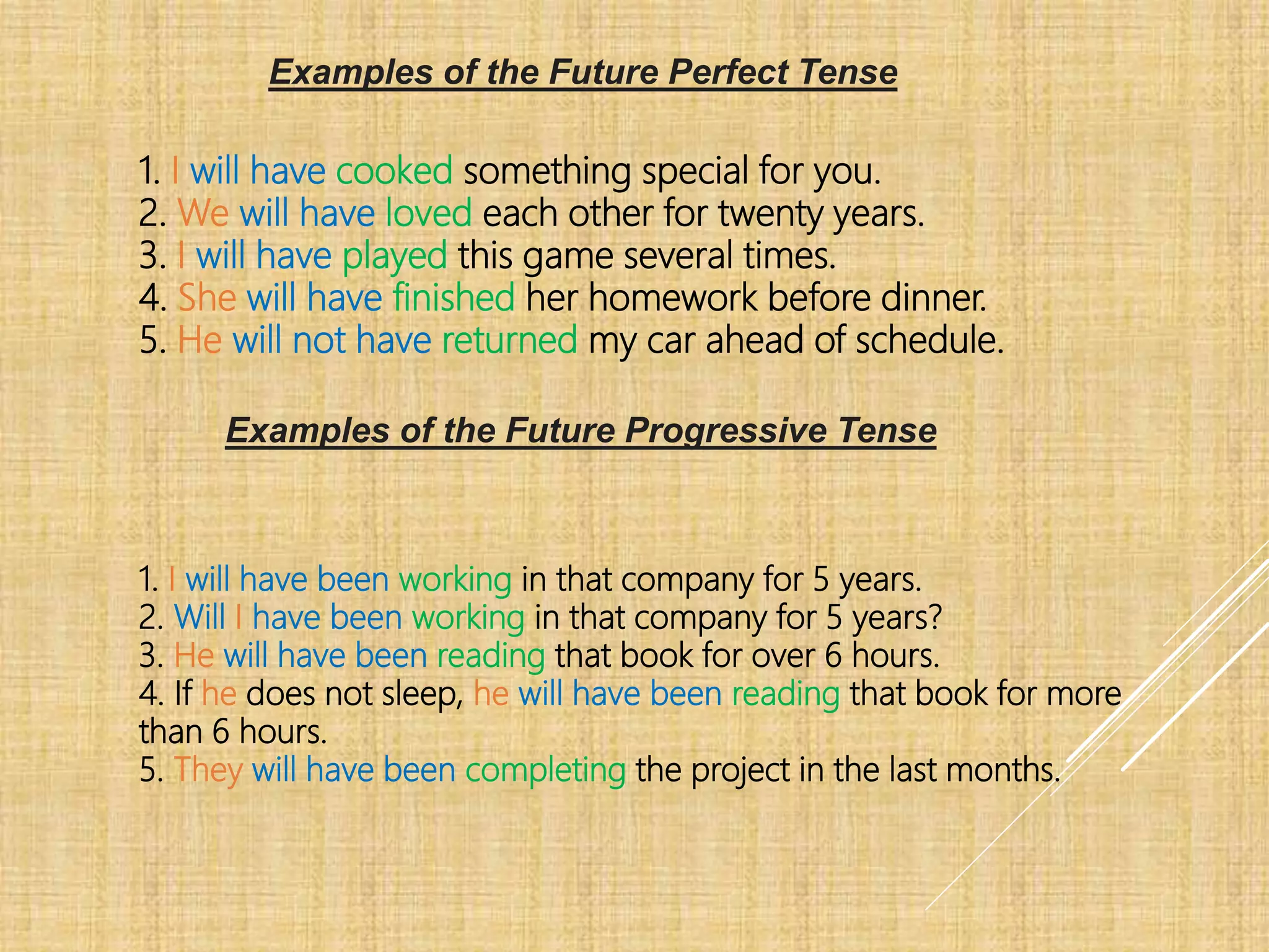 Future Progressive Example Have Been Future tenses. | PPTX