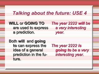 NEG: am/is/are + not + going to + verb in infinitive