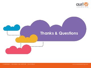 www.aurionlearning.comE-LEARNING | TRAINING AND SUPPORT | PLATFORMS
Thanks & Questions
 