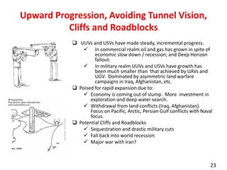 Upward Progression, Avoiding Tunnel Vision,
Cliffs and Roadblocks
 UUVs and USVs have made steady, incremental progress.
...