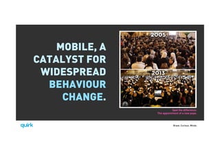 Brave. Curious. Minds.
MOBILE, A
CATALYST FOR
WIDESPREAD
BEHAVIOUR
CHANGE.
Spot the difference:
The appointment of a new pope.
 