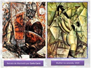 Retrato de Marinetti por Carlo Carrá Mulher na varanda, 1920
 