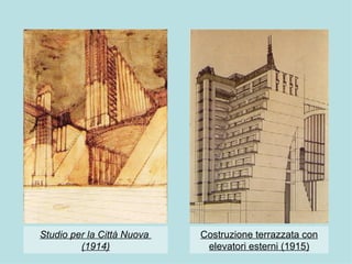 Studio per la Città Nuova  (1914) Costruzione terrazzata con elevatori esterni (1915) 