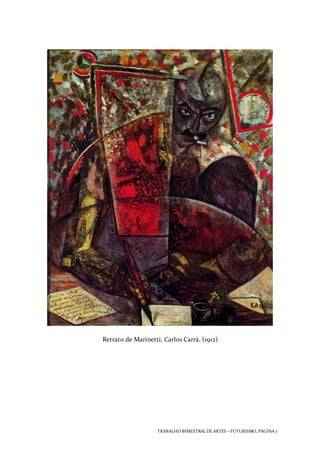 TRABALHO BIMESTRAL DEARTES – FUTURISMO, PÁGINA 7
Retrato de Marinetti, Carlos Carrà, (1912)
 