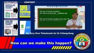 How can we make this happen?
STRUCTURE CONTENT
My Very Own Teleskwela for Gr 6-Ilang-Ilang
 