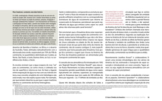 O Futuro Climático da Amazônia • 18Relatório de Avaliação Científica
circulação que liga os ventos
alísios carregados de umidade
do Atlântico equatorial com os
ventos sobre a grande floresta
até os Andes, e daí sazonal-
mente para a parte meridional
da América do Sul, foi descrita por José Marengo e cola-
boradores43
. Embora eles tenham chamado esse trans-
porte de jatosdebaixosníveis, o conceito é muito similar
ao dos rios atmosféricos. Segundo sua explicação, fun-
ciona na América do Sul um sistema de monções seme-
lhante ao da Ásia, e, devido ao efeito da floresta (geisers
da floresta) e também da cordilheira dos Andes (uma
barreira de 6 km de altura), o persistente ar úmido ama-
zônico faz a curva no Acre e, durante o verão, leva quan-
tidades generosas de vapor d’água para o quadrilátero
afortunado, contrariando sua tendência para a aridez.
Recentemente Josefina Arraut44
e colaboradores fi-
zeram uma revisão climatológica dos rios aéreos da
América do Sul, estimando o transporte de vapor as-
sociado e introduzindo um novo conceito, “lagos aé-
reos”, ou seja, região de remanso atmosférico com um
estoque de vapor precipitável.
Com o conceito de rios aéreos estabelecido e tornan-
do-se popular, Dominick Spracklen45
e colaboradores
desenvolveram uma nova abordagem ao correlacionar
a superfície coberta por vegetação à exposição de uma
Salati e colaboradores, comparando as assinaturas quí-
micas40
entre o fluxo de entrada de vapor oceânico no
grande anfiteatro amazônico com as correspondentes
assinaturas da água de escoamento que retorna ao
oceano pelo rio Amazonas, perceberam que parte sig-
nificativa da água que entrava como vapor no canal
aéreo não retornava pelo canal terrestre41
.
Daí concluíram que a Amazônia devia estar exportan-
do esse vapor para outras regiões do continente e irri-
gando outras bacias hidrográficas que não a do Ama-
zonas. Análises preliminares feitas à época nas águas
de chuva coletadas na cidade do Rio de Janeiro de-
tectaram sinais de que parte dela vinha do interior do
continente, não do oceano contíguo. E, mais especifi-
camente, que havia passado pela Amazônia. Esse gru-
po foi o primeiro a sugerir que chuvas na América do
Sul fora da Amazônia poderiam ser alimentadas pelo
transporte continental de vapor.
O conceito de rios atmosféricos foi introduzido em 1992
por Reginald Newell e Nicholas Newell42
para descre-
ver fluxos filamentares na baixa atmosfera capazes de
transportar grandes quantidades de água como vapor,
tipicamente em volumes superiores ao transportado
pelo rio Amazonas (que tem vazão de 200 milhões de
litros por segundo – ou 17 bilhões de toneladas ao dia).
Quase três décadas depois dos achados de Salati, a
Rios Voadores: contando uma bela história
Em 2006, contemplando a floresta amazônica do alto de uma torre de
estudo do projeto LBA, trocamos com o aviador Gerard Moss as primei-
ras ideias que levaram ao projeto de aventura, pesquisa, divulgação e
educação ambiental Rios Voadores42
. Com financiamento da Petrobras e
a participação de Enéas Salati, o pioneiro dos estudos sobre reciclagem
de umidade na Amazônia, além de outros cientistas de renome, Moss
perseguiu por anos os rios de vapor com seu avião monomotor, coletan-
do numerosas amostras para estudo e capturando a atenção lúdica das
pessoas na aventura que criou. Fez também um trabalho extraordinário
de educação ambiental nas escolas e pela Web, postando frequente-
mente em redes sociais as trajetórias dos rios voadores e mostrando
como estes levam água para as pessoas. O resultado mais valioso
desse projeto foi sua capacidade de tocar o lado emocional das pessoas
através do estímulo lúdico, da aventura, da ciência engajada, conectan-
do-as ao sentimento de estima pelo ambiente, pela água e pela floresta.
desertos de Namíbia e Kalahari, na África, e o deserto
da Austrália. Todos alinhados latitudinalmente com a
afortunada área verde, responsável por 70% do PIB do
continente, no quadrilátero delimitado por Cuiabá, ao
Norte, São Paulo, a Leste, Buenos Aires, ao Sul, e a cor-
dilheira dos Andes, a Oeste.
As escolas ensinam que a água evapora do mar, “vai”
para os continentes, cai como chuva, é coletada nos
rios de superfície e retorna ao mar. Ao fazer a ligação
entre evaporação da água no mar com seu trânsito em
terra, esse conceito simplório do ciclo hidrológico não
está errado, mas não explica quase nada. Por exemplo,
por que existem desertos ou por que o vapor marítimo
adentra os continentes de forma heterogênea.
Rios aéreos ligam os ventos
alísios carregados de umida-
de do Atlântico equatorial com
os ventos sobre a grande
floresta, até os Andes, e daí
sazonalmente para a parte
meridional da América do Sul.
40  Definidas pelo uso de traçadores que portam assinaturas isotópicas. Diz-se que são isótopos dois ou mais átomos com o mesmo numero de prótons mas com massas diferentes. Uma analogia boa é pensar em gêmeos com características idênticas, exceto peso. Assinatura isotópica é a relação numérica entre a imensa
multidão de“gêmeos”atômicos em um material ou substancia. A água pode conter variada combinação de gêmeos de oxigênio (16
O e 18
O) e hidrogênio (1
H, 2
H), gerando moléculas de água com pesos distintos. A proporção destes gêmeos atômicos que ocorre na água do mar, por exemplo, se altera com a evaporação
(flutuam primeiro os mais leves) e também com a chuva (precipitam primeiro os mais pesados). Assim, ao analisar a assinatura isotópica de uma amostra de água ou vapor, pode-se saber de onde ela veio, se do oceano ou da floresta.
41  (Salati et al., 1979) Recycling of Water in the Amazon Basin : An Isotopic Study; (Matsui et al., 1976) Isotopic hydrology in the Amazonia, 2, Relative discharges of the Negro and Solimões rivers through 18
O concentrations.
42  (Newell and Newell, 1992) Tropospheric Rivers? - A Pilot Study.
43  (Marengo et al., 2004) Climatology of the low-level jet east of the Andes as derived from the NCEP-NCAR reanalysis: Characteristics and temporal variability.
44  (Arraut et al., 2012) Aerial Rivers and Lakes: Looking at Large-Scale Moisture Transport and Its Relation to Amazonia and to Subtropical Rainfall in South America.
45  (Spracklen et al., 2012) Observations of increased tropical rainfall preceded by air passage over forests.
 