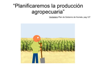 “ Planificaremos la producción agropecuaria” Verdadero  Plan de Gobierno de Humala, pag.127 