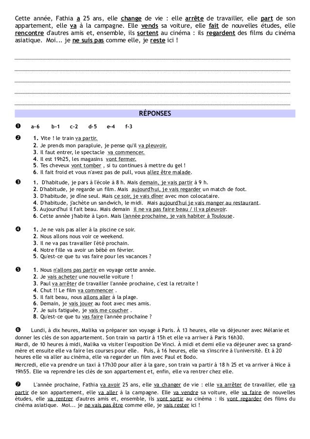 Futur Proche Exercices Revision