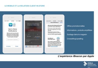 16
L’expérience iBeacon par Apple
Offres promotionnelles
Informations produits amplifiées
Guidage dans le magasin
Crosselling/upselling
LE MOBILE ET LA RELATION CLIENT IN-STORE
 