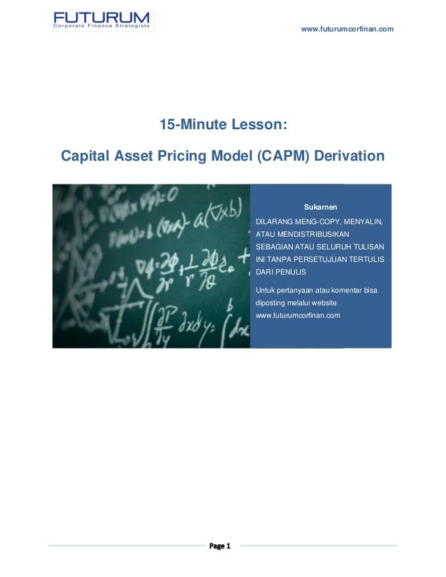 15 Minute Lesson Capm Derivation