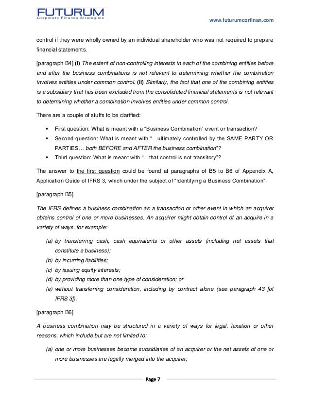 Common control transactions or business combinations under common con…