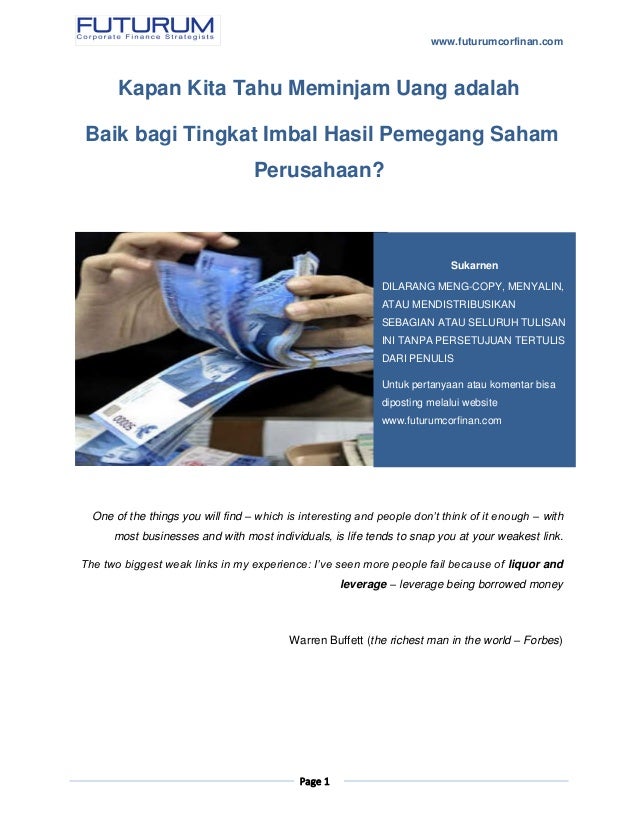 Kapan Kita Tahu Meminjam Uang Baik Untuk Roe Pemegang Saham