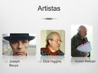 Artistas

 Joseph
Beuys

 Dick Higgins

 Gustav Metzger

 