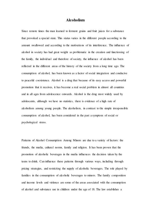 Essay on alcoholism