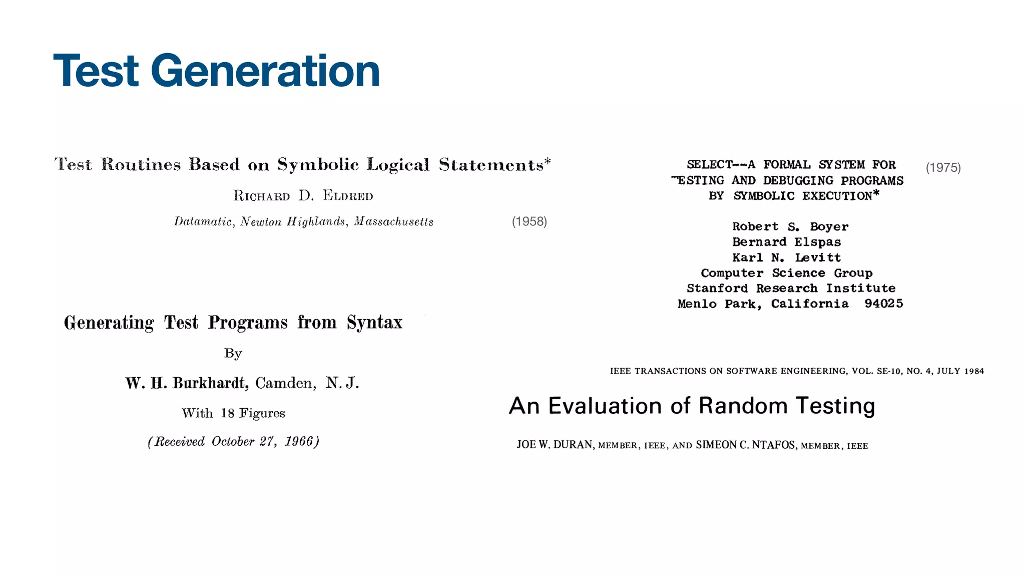 (1975)
Test Generation
(1958)
 