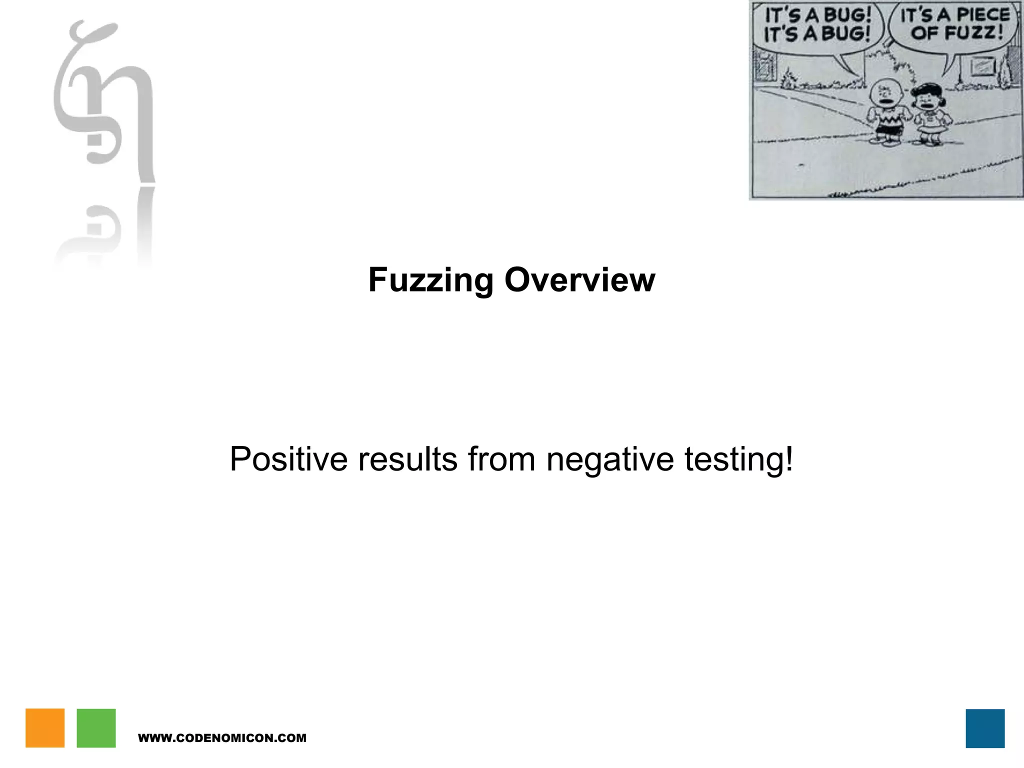 WWW.CODENOMICON.COM
Fuzzing Overview
Positive results from negative testing!
 