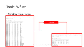 Tools: Wfuzz
• Directory enumeration
--hc 404
Alper Basaran - basaranalper@gmail.com
 