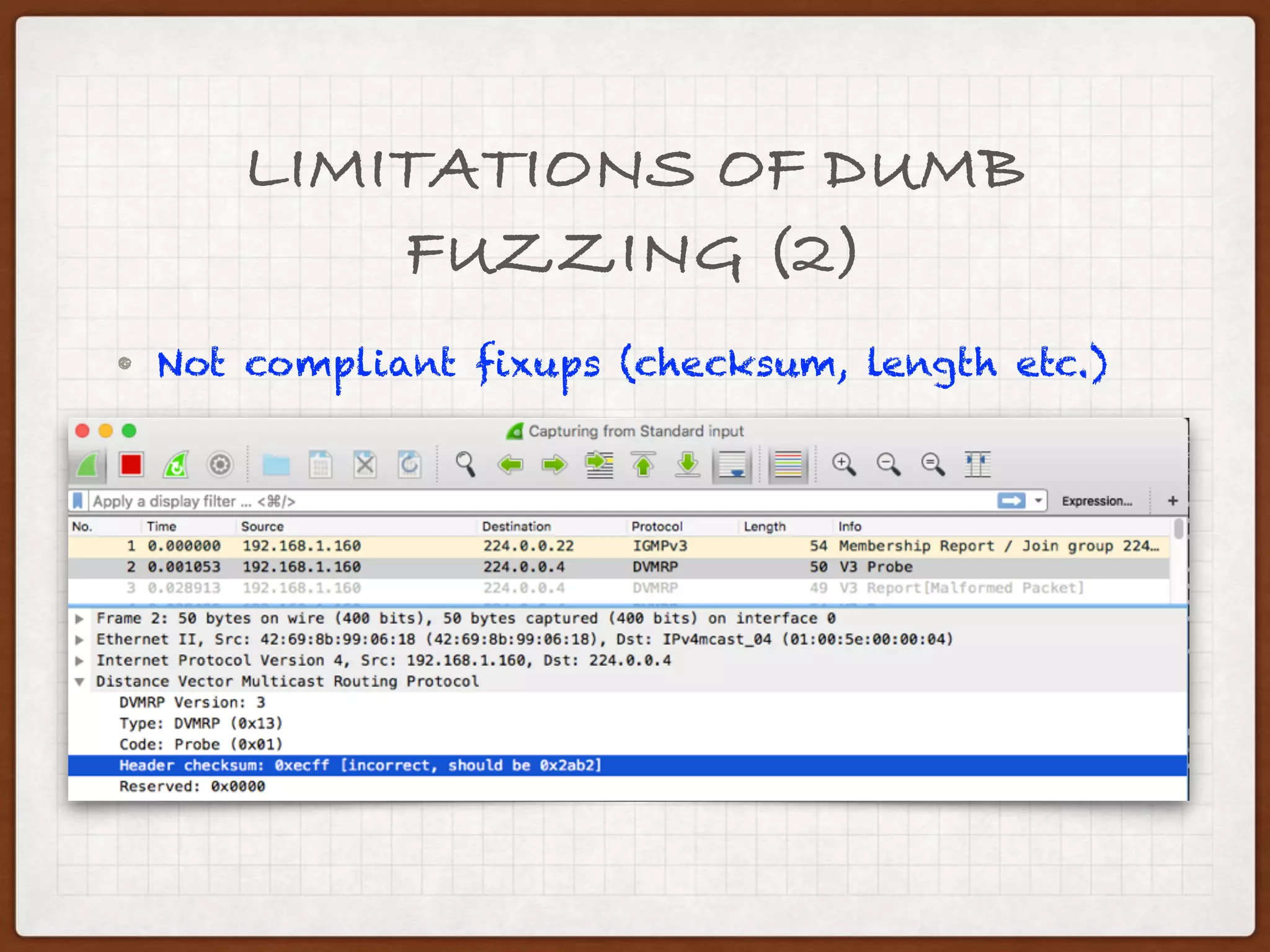 LIMITATIONS OF DUMB
FUZZING (1)
• Not compliant types
 