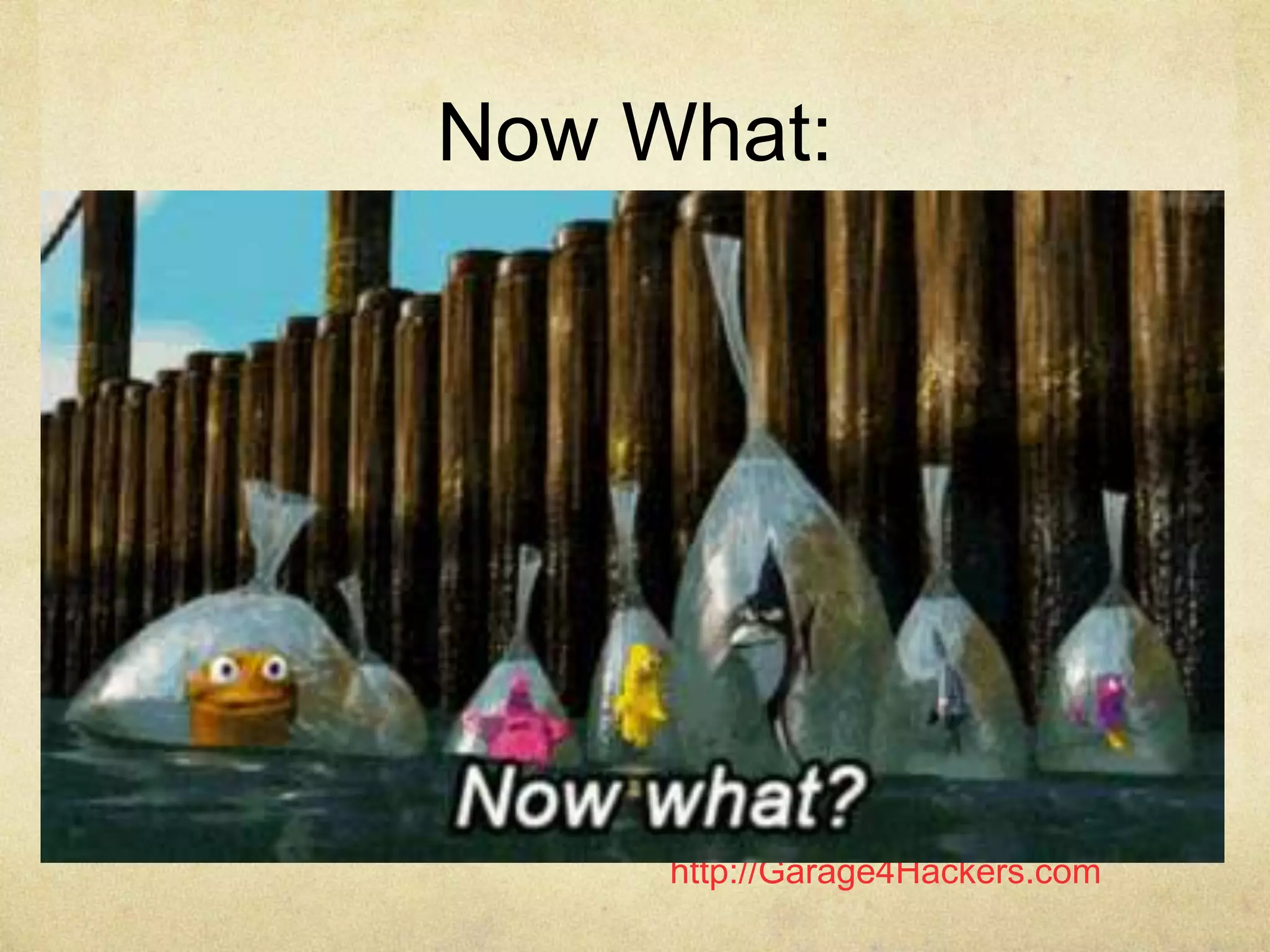 http://Garage4Hackers.com
Now What:
 