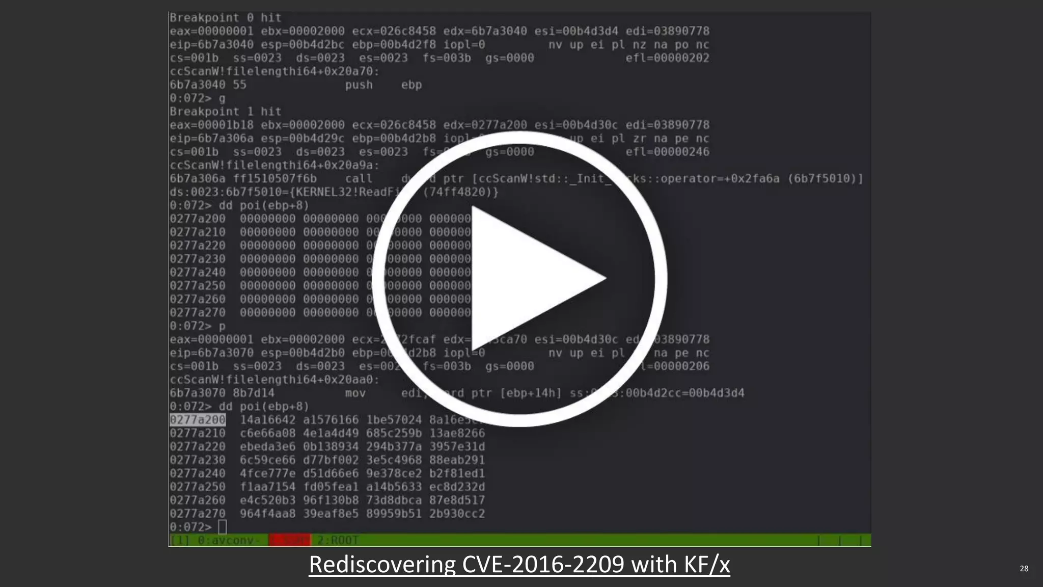 28
Rediscovering CVE-2016-2209 with KF/x
 