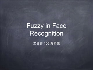 Fuzzy in Face
Recognition
工資管 106 黃泰嘉
 