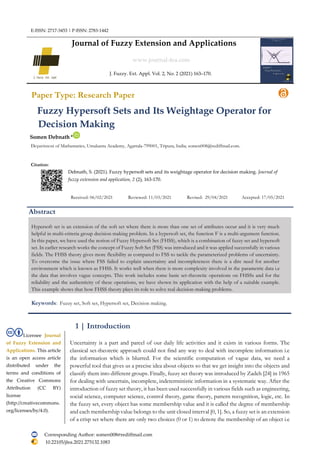 Fuzzy hypersoft sets and its weightage operator for decision making | PDF
