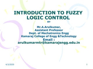 Fuzzy logic control | PPT