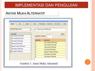 IMPLEMENTASI DAN PENGUJIAN
ANTAR MUKA ALTERNATIF
 