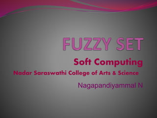 Soft Computing
Nadar Saraswathi College of Arts & Science
Nagapandiyammal N
 