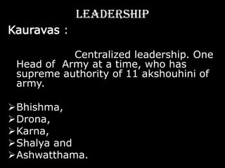 Logistics  Kauravas :  11 Akshouhini