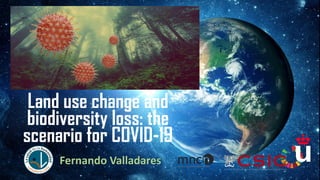 Land use change and
biodiversity loss: the
scenario for COVID-19
Fernando Valladares
 