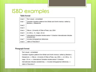 ISBD examples 
 