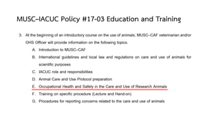 MUSC–IACUC Policy #17-03 Education and Training
 