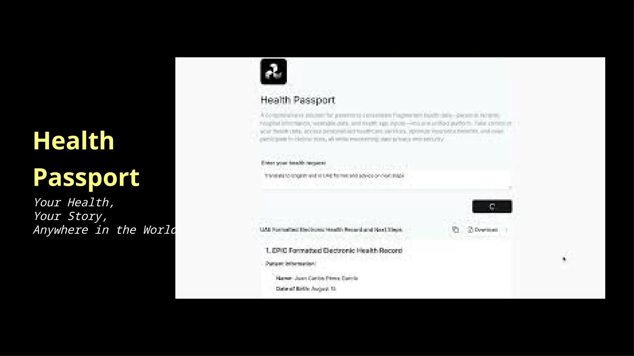 Health
Passport
Your Health,
Your Story,
Anywhere in the World.
 