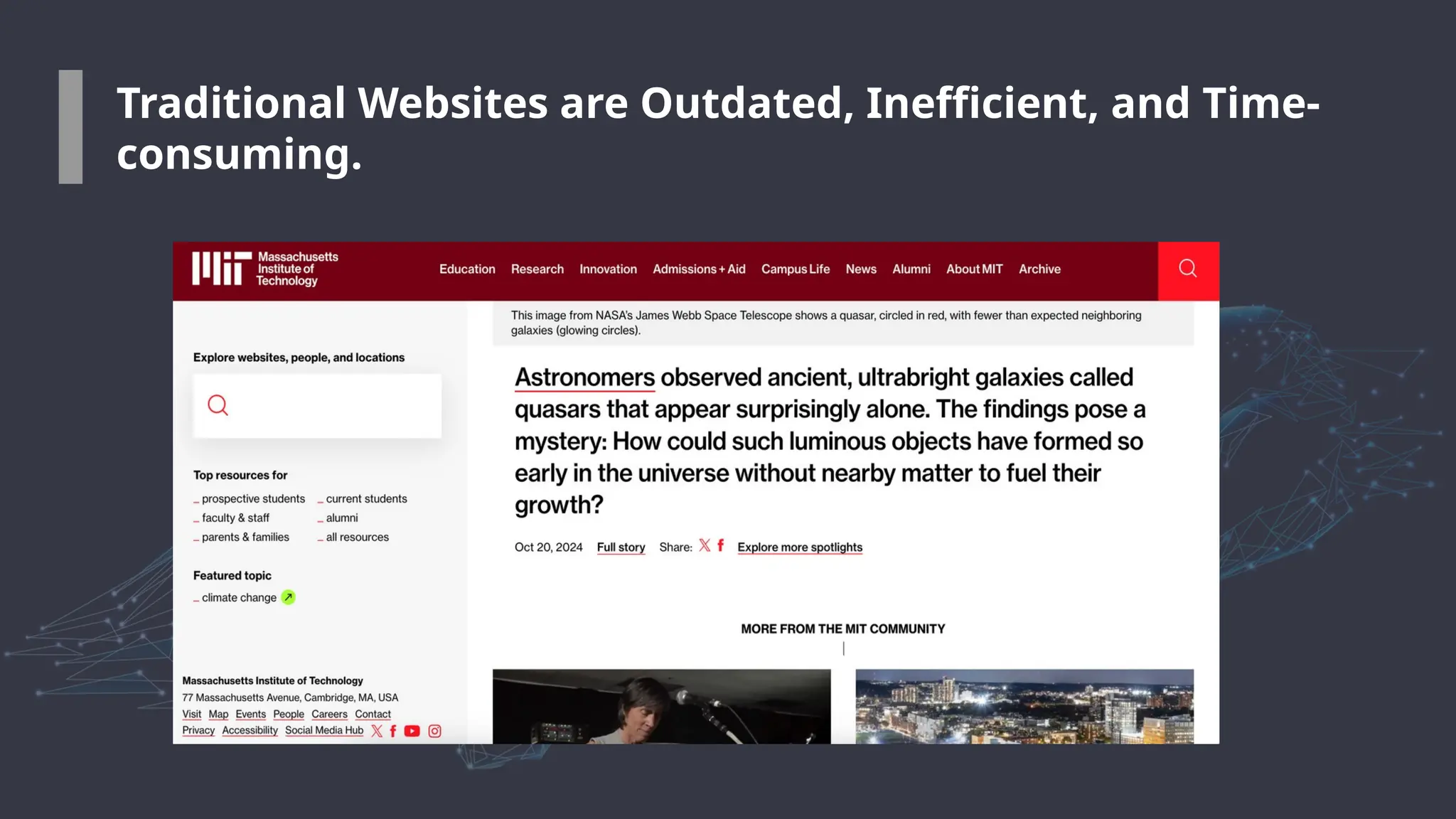 Traditional Websites are Outdated, Inefficient, and Time-
consuming.
 