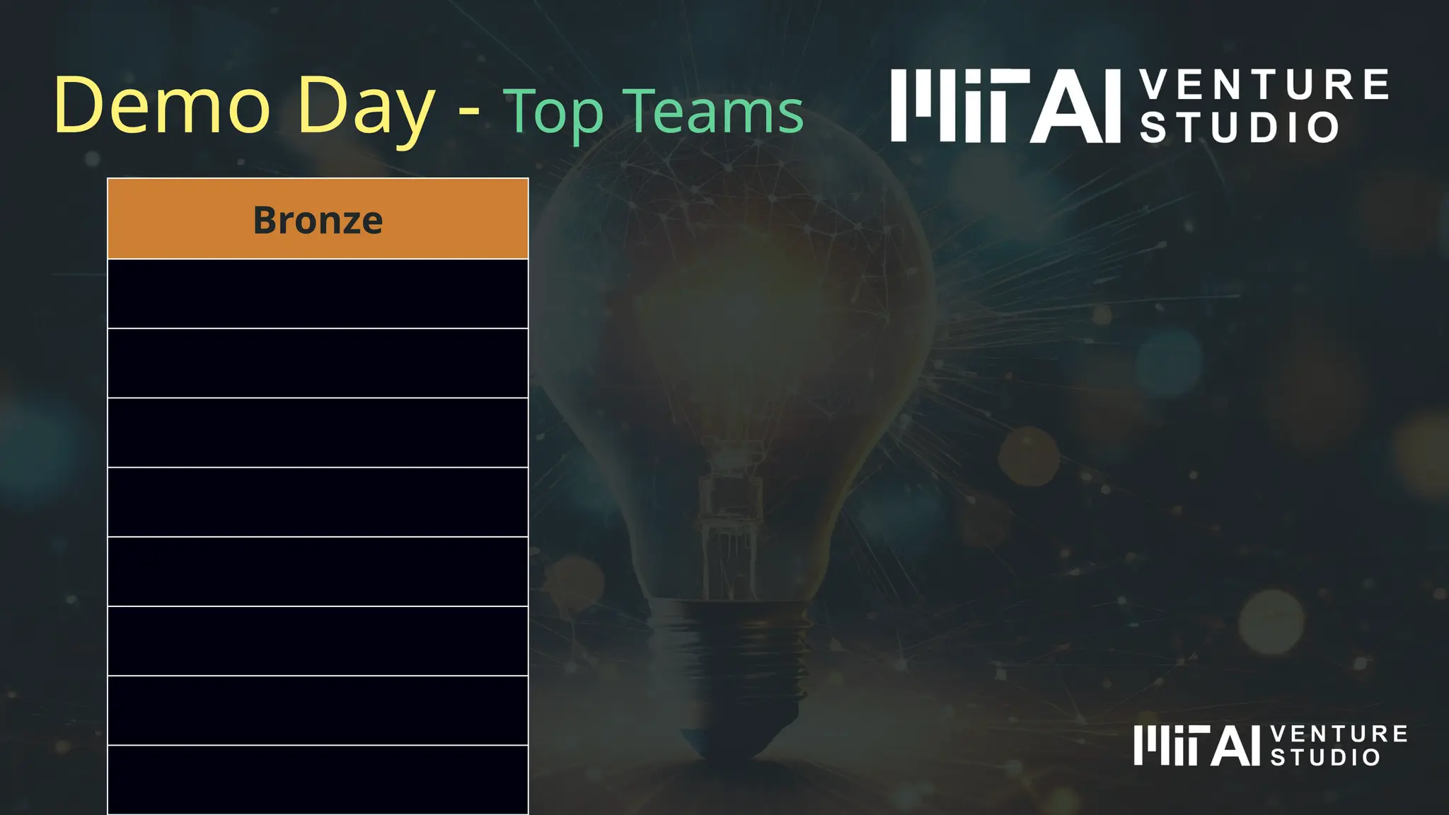 Demo Day - Top Teams
Bronze
 