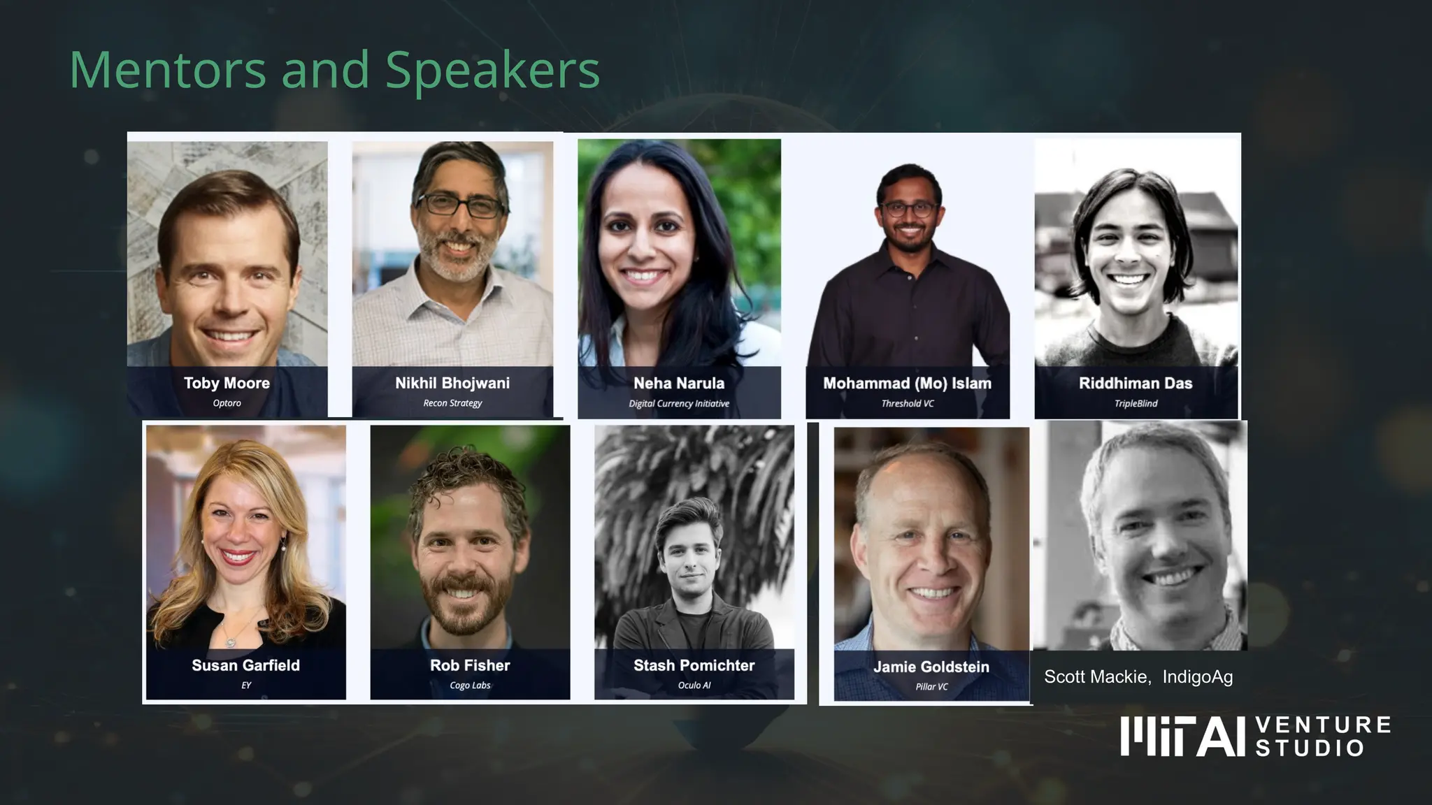 Mentors and Speakers
Scott Mackie, IndigoAg
 