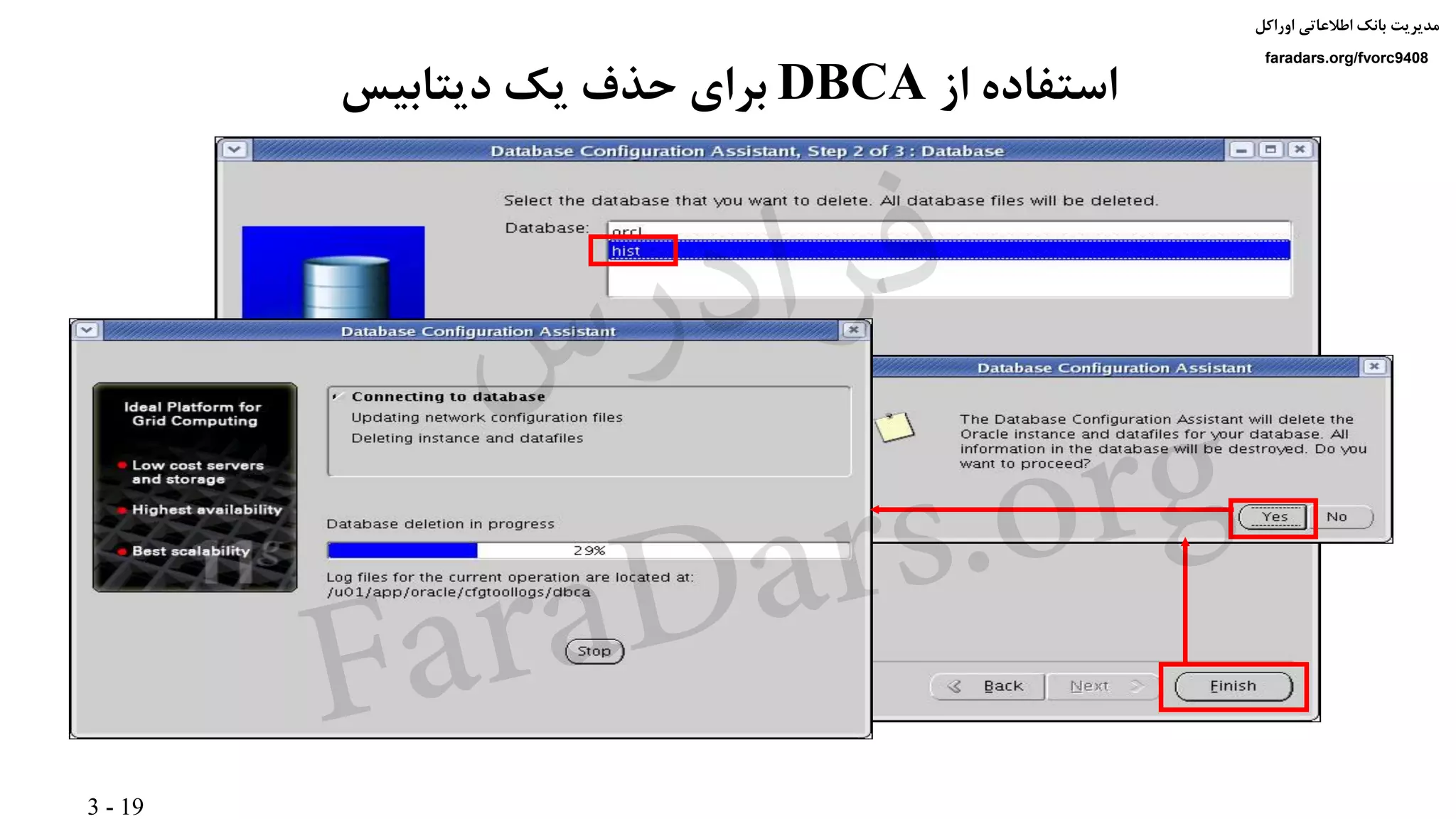 3 - 19
‫اوراکل‬ ‫اطالعاتی‬ ‫بانک‬ ‫مدیریت‬
faradars.org/fvorc9408
‫از‬ ‫استفاده‬DBCA‫دیتابیس‬ ‫یک‬ ‫حذف‬ ‫برای‬
‫س‬‫ر‬‫د‬‫ا‬‫ﺮ‬‫ﻓ‬
FaraDars.org
 