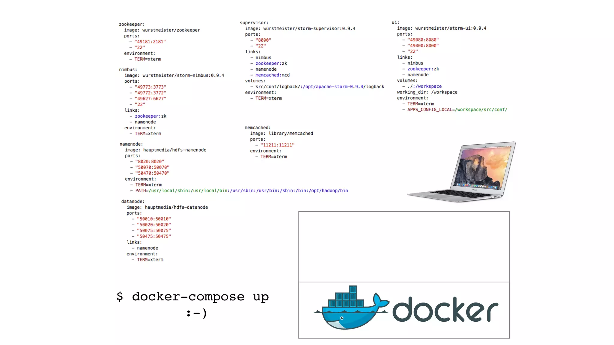 $ docker-compose up!
:-)
 