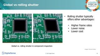 Global vs rolling shutter
© 2022 Digital Sense 29
• Rolling shutter typically
offers other advantages:
• Higher frame rate...