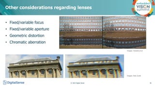 Other considerations regarding lenses
© 2022 Digital Sense 36
• Fixed/variable focus
• Fixed/variable aperture
• Geometric...