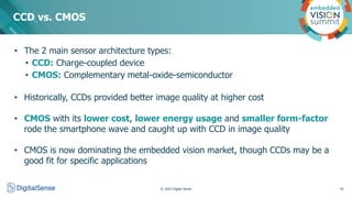 • The 2 main sensor architecture types:
• CCD: Charge-coupled device
• CMOS: Complementary metal-oxide-semiconductor
• His...