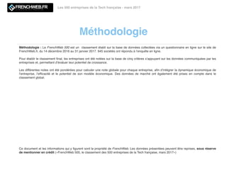 Méthodologie
Les 500 entreprises de la Tech française - mars 2017
Méthodologie : Le FrenchWeb 500 est un classement établi...