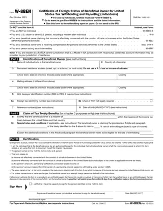 Form W-8BEN
(Rev. October 2021)
Department of the Treasury
Internal Revenue Service
Certificate of Foreign Status of Beneficial Owner for United
States Tax Withholding and Reporting (Individuals)
▶ For use by individuals. Entities must use Form W-8BEN-E.
▶
Go to www.irs.gov/FormW8BEN for instructions and the latest information.
▶ Give this form to the withholding agent or payer. Do not send to the IRS.
OMB No. 1545-1621
Do NOT use this form if: Instead, use Form:
• You are NOT an individual . . . . . . . . . . . . . . . . . . . . . . . . . . . . . . . . . W-8BEN-E
• You are a U.S. citizen or other U.S. person, including a resident alien individual . . . . . . . . . . . . . . . . . . . W-9
• You are a beneficial owner claiming that income is effectively connected with the conduct of trade or business within the United States
(other than personal services) . . . . . . . . . . . . . . . . . . . . . . . . . . . . . . . . . W-8ECI
• You are a beneficial owner who is receiving compensation for personal services performed in the United States . . . . . . . 8233 or W-4
• You are a person acting as an intermediary . . . . . . . . . . . . . . . . . . . . . . . . . . . . . W-8IMY
Note: If you are resident in a FATCA partner jurisdiction (that is, a Model 1 IGA jurisdiction with reciprocity), certain tax account information may be
provided to your jurisdiction of residence.
Part I Identification of Beneficial Owner (see instructions)
1 Name of individual who is the beneficial owner 2 Country of citizenship
3 Permanent residence address (street, apt. or suite no., or rural route). Do not use a P.O. box or in-care-of address.
City or town, state or province. Include postal code where appropriate. Country
4 Mailing address (if different from above)
City or town, state or province. Include postal code where appropriate. Country
5 U.S. taxpayer identification number (SSN or ITIN), if required (see instructions)
6a Foreign tax identifying number (see instructions) 6b Check if FTIN not legally required . . . . . . . . . . .
7 Reference number(s) (see instructions) 8 Date of birth (MM-DD-YYYY) (see instructions)
Part II Claim of Tax Treaty Benefits (for chapter 3 purposes only) (see instructions)
9 I certify that the beneficial owner is a resident of within the meaning of the income tax
treaty between the United States and that country.
10 Special rates and conditions (if applicable—see instructions): The beneficial owner is claiming the provisions of Article and paragraph
of the treaty identified on line 9 above to claim a % rate of withholding on (specify type of income):
.
Explain the additional conditions in the Article and paragraph the beneficial owner meets to be eligible for the rate of withholding:
Part III Certification
Under penalties of perjury, I declare that I have examined the information on this form and to the best of my knowledge and belief it is true, correct, and complete. I further certify under penalties of perjury that:
• I am the individual that is the beneficial owner (or am authorized to sign for the individual that is the beneficial owner) of all the income or proceeds to which this form
relates or am using this form to document myself for chapter 4 purposes;
• The person named on line 1 of this form is not a U.S. person;
• This form relates to:
(a) income not effectively connected with the conduct of a trade or business in the United States;
(b) income effectively connected with the conduct of a trade or business in the United States but is not subject to tax under an applicable income tax treaty;
(c) the partner’s share of a partnership’s effectively connected taxable income; or
(d) the partner’s amount realized from the transfer of a partnership interest subject to withholding under section 1446(f);
• The person named on line 1 of this form is a resident of the treaty country listed on line 9 of the form (if any) within the meaning of the income tax treaty between the United States and that country; and
• For broker transactions or barter exchanges, the beneficial owner is an exempt foreign person as defined in the instructions.
Furthermore, I authorize this form to be provided to any withholding agent that has control, receipt, or custody of the income of which I am the beneficial owner or any withholding agent that can
disburse or make payments of the income of which I am the beneficial owner. I agree that I will submit a new form within 30 days if any certification made on this form becomes incorrect.
Sign Here
▲
I certify that I have the capacity to sign for the person identified on line 1 of this form.
Signature of beneficial owner (or individual authorized to sign for beneficial owner) Date (MM-DD-YYYY)
Print name of signer
For Paperwork Reduction Act Notice, see separate instructions. Cat. No. 25047Z Form W-8BEN (Rev. 10-2021)
Ahmad Hunain Supyan Indonesia
JL.A.Pettarani Lr.6A No.04, Kelurahan Tamamaung, Panakkukang
Kota Makassar, Sulawesi Selatan, Indonesia - 90222 Indonesia
951701408805000
06-24-1997
Indonesia
✔
Ahmad Hunain Supyan Digitally signed by Ahmad Hunain Supyan
Date: 2022.08.03 10:03:14 +08'00' 08-03-2022
Ahmad Hunain Supyan
 